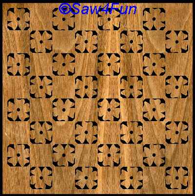 Checker, Chess Board Flower Scroll Saw Pattern