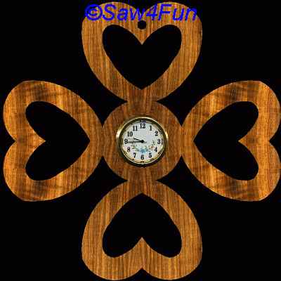 Four Heart Clock Scroll Saw Pattern